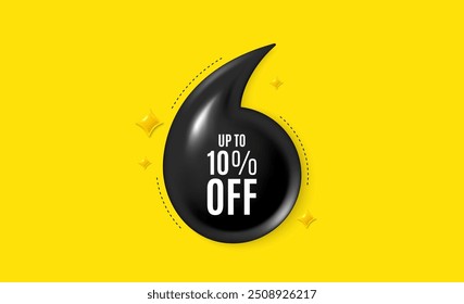 Offer 3d quotation banner. Up to 10 percent off sale. Discount offer price sign. Special offer symbol. Save 10 percentages. Discount tag quote message. Quotation comma yellow banner. Vector