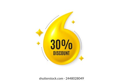 Offer 3d quotation banner. 30 percent discount tag. Sale offer price sign. Special offer symbol. Discount quote message. Yellow quotation comma banner. Vector