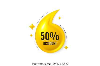 Offer 3d quotation banner. 50 percent discount tag. Sale offer price sign. Special offer symbol. Discount quote message. Yellow quotation comma banner. Vector