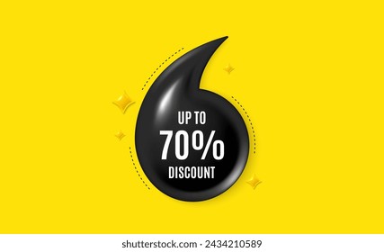 Offer 3d quotation banner. Up to 70 percent discount. Sale offer price sign. Special offer symbol. Save 70 percentages. Discount tag quote message. Quotation comma yellow banner. Vector