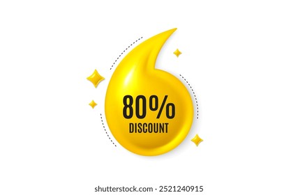 Offer 3d quotation banner. 80 percent discount tag. Sale offer price sign. Special offer symbol. Discount quote message. Yellow quotation comma banner. Vector