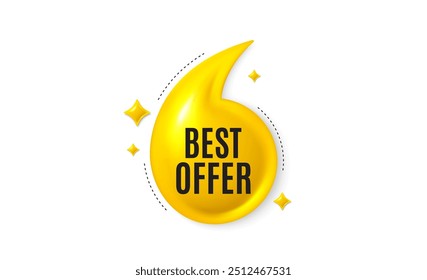 Offer 3d quotation banner. Best offer tag. Special price Sale sign. Advertising Discounts symbol. Best offer quote message. Yellow quotation comma banner. Vector