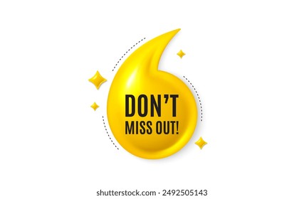 Offer 3d quotation banner. Dont miss out tag. Special offer price sign. Advertising discounts symbol. Miss out quote message. Yellow quotation comma banner. Vector