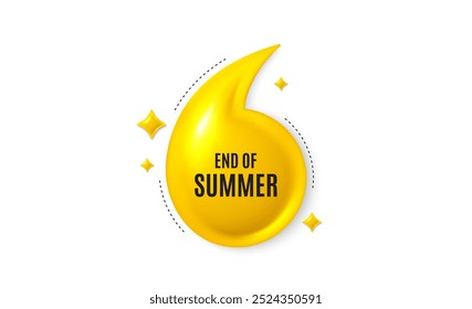 Offer 3d quotation banner. End of Summer Sale. Special offer price sign. Advertising Discounts symbol. End summer quote message. Yellow quotation comma banner. Vector