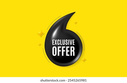 Offer 3d quotation banner. Exclusive offer tag. Sale price sign. Advertising discounts symbol. Exclusive offer quote message. Quotation comma yellow banner. Vector