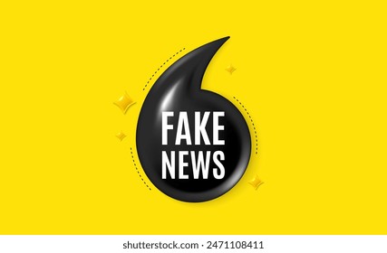 Offer 3d quotation banner. Fake news tag. Media newspaper sign. Daily information symbol. Fake news quote message. Quotation comma yellow banner. Vector