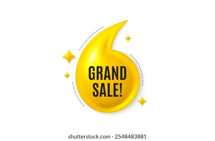 Offer 3d quotation banner. Grand sale tag. Special offer price sign. Advertising discounts symbol. Grand sale quote message. Yellow quotation comma banner. Vector