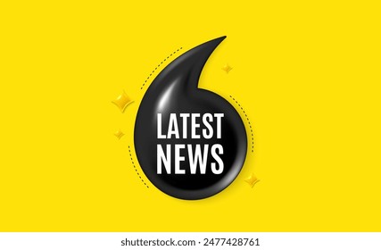 Offer 3d quotation banner. Latest news tag. Media newspaper sign. Daily information symbol. Latest news quote message. Quotation comma yellow banner. Vector