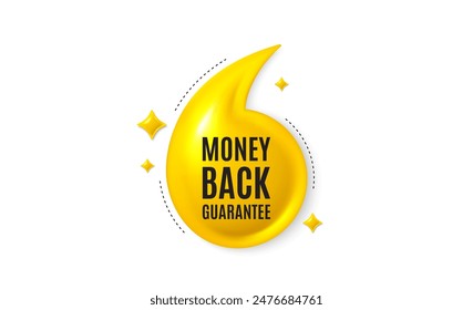 Offer 3d quotation banner. Money back guarantee tag. Promo offer sign. Advertising promotion symbol. Money back guarantee quote message. Yellow quotation comma banner. Vector