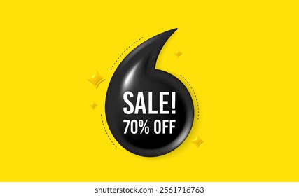 Offer 3d quotation banner. Sale 70 percent off discount. Promotion price offer sign. Retail badge symbol. Sale quote message. Quotation comma yellow banner. Vector