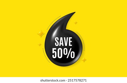 Offer 3d quotation banner. Save 50 percent off tag. Sale Discount offer price sign. Special offer symbol. Discount quote message. Quotation comma yellow banner. Vector