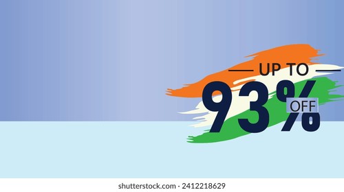 offer a 93 percent discount on select products or services with the three colors of the Indian flag ,illustration flat banner design