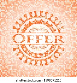 Offer abstract emblem, orange mosaic background