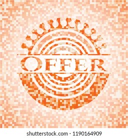 Offer abstract orange mosaic emblem