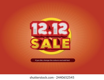 Plantilla de anuncio de oferta, fecha 12.12, venta roja y amarilla.