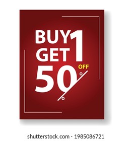 Offer Banner. Buy 1 Get 1 Free, 50% offer Banner, Letter size banner, Vector. 