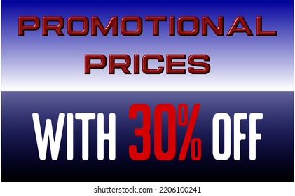 Offer Banner Promotional Prices with 30 percent off- Gradient blue banner for promotions and offers