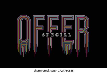 Offer Calligraphic line art Text shopping poster vector illustration Design.