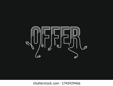 Oferta de arte de línea caligráfica Texto de la imagen vectorial del afiche de la compra Diseño.