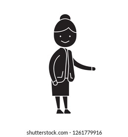 Offer to come in black vector concept icon. Offer to come in flat illustration, sign