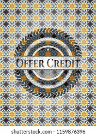 Offer Credit arabic badge background. Arabesque decoration.