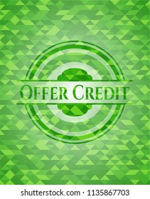 Offer Credit green emblem. Mosaic background