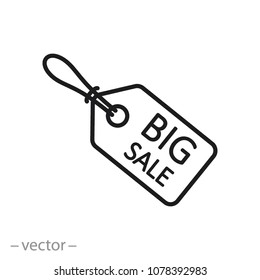 offer and discount big sale tag, line icon - vector illustration eps10