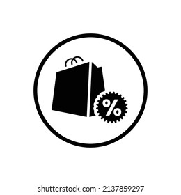 Oferta, icono de descuento. Ilustración vectorial negra.