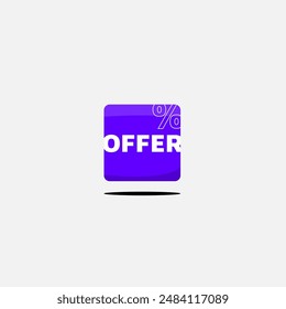 Oferta caja de notificación de descuento, moderno en color púrpura