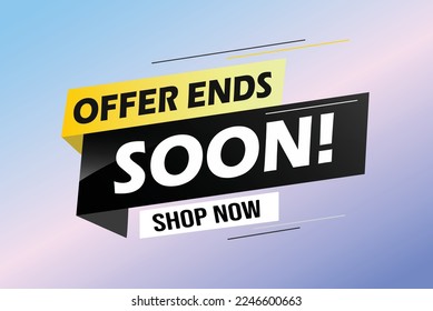 La oferta termina pronto. Cartel de volante de afiches. Señal de precio de oferta especial. Símbolo de descuentos publicitarios. Pensé en la burbuja del discurso con citas. La oferta finaliza pronto el chat piensa en el mensaje megáfono. Vector