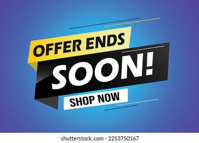 La oferta termina pronto. Cartel de volante de afiches. Señal de precio de oferta especial. Símbolo de descuentos publicitarios. Pensé en la burbuja del discurso con citas. La oferta finaliza pronto el chat piensa en el mensaje megáfono. Vector