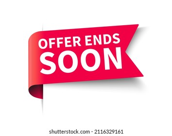 
Offer ends soon red banner. Special offer price sign. Vector
