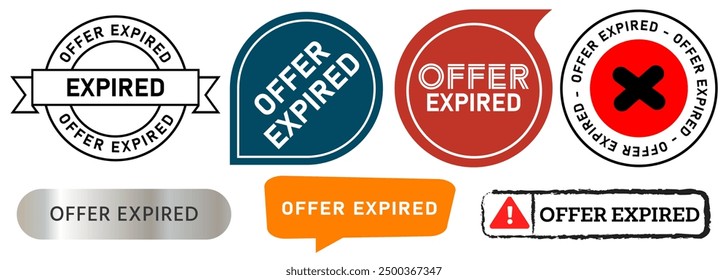 offer expired due time promo advertise quality deadline expiration stamp icon design collection