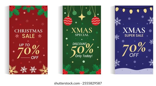 offer flyer with 3 types, red, green and blue. suitable for shop banners.