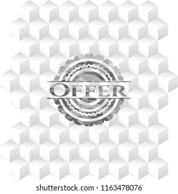 Offer grey badge with geometric cube white background