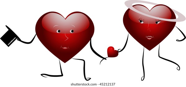 The offer of a hand and heart on a white background
