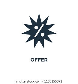 Offer icon. Black filled vector illustration. Offer symbol on white background. Can be used in web and mobile.