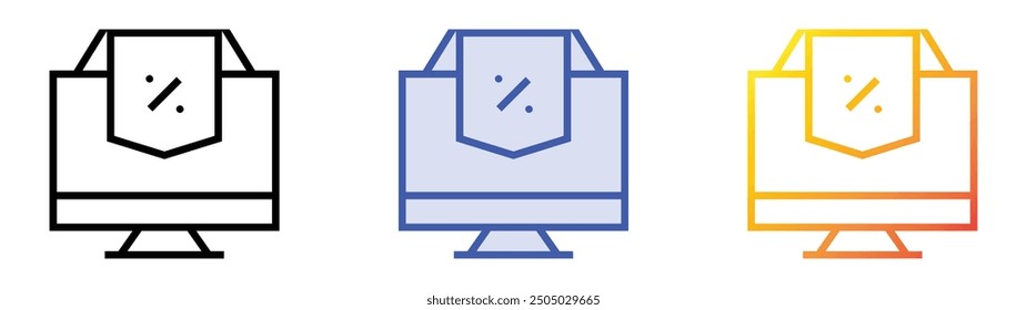 offer icon. Linear, Blue Fill and Gradient Style Design Isolated On White Background