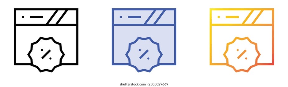 offer icon. Linear, Blue Fill and Gradient Style Design Isolated On White Background