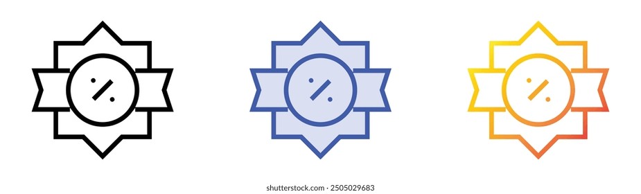 offer icon. Linear, Blue Fill and Gradient Style Design Isolated On White Background