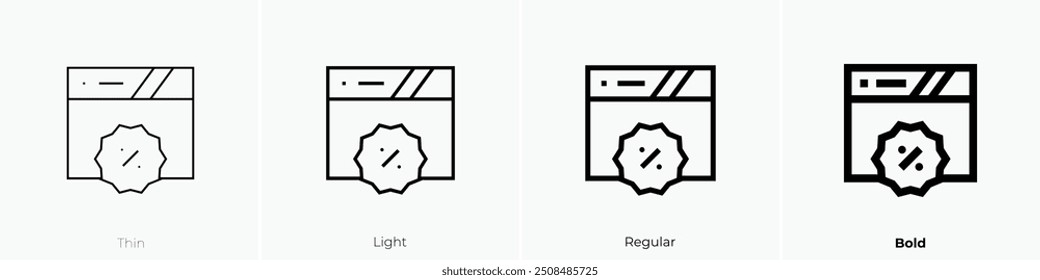 offer icon. Thin, Light Regular And Bold style design isolated on white background