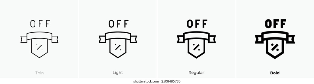 offer icon. Thin, Light Regular And Bold style design isolated on white background