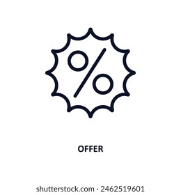 offer icon. Thin line offer icon from marketing collection. Outline vector isolated on white background. Editable offer symbol can be used web and mobile