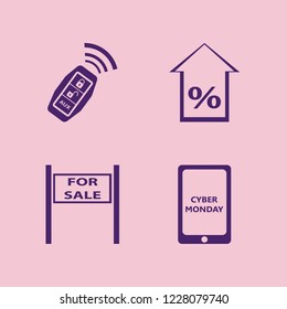 offer icon. offer vector icons set cyber monday mobile, car key signal, sale sign and percent up