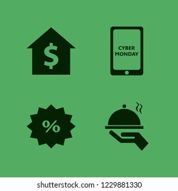 offer icon. offer vector icons set house rent, cyber monday mobile, discount tag and tray hand