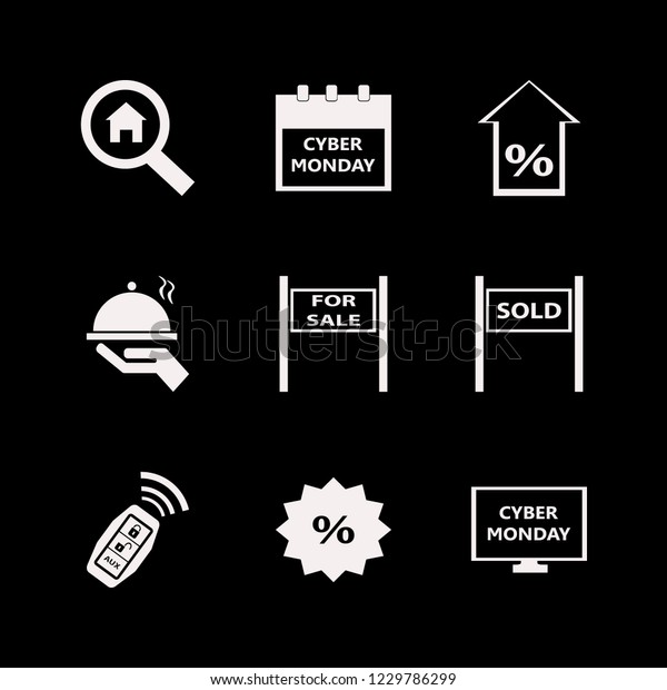 offer icon. offer vector\
icons set cyber monday calendar, sale sign, sold house and cyber\
monday computer