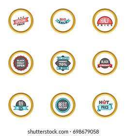 Offer icons set. Cartoon illustration of 9 offer vector icons for web design
