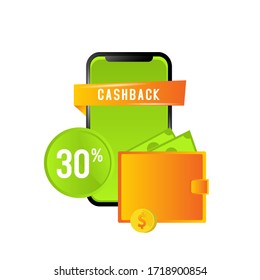 Offer illustration vector for cash back concept design for business marketplace and e commerce