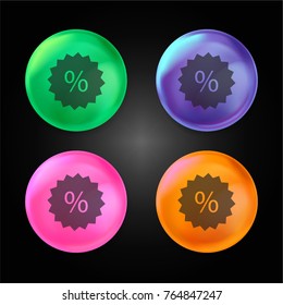 Offer label crystal ball design icon in green - blue - pink and orange.