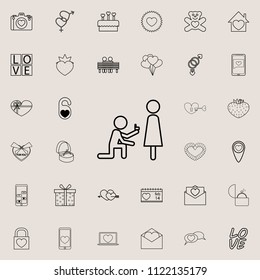 An offer of marriage icon. Detailed set of Valentine icons. Premium quality graphic design sign. One of the collection icons for websites, web design, mobile app on colored background